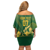South Africa Cricket Champion Custom Off Shoulder Short Dress Proteas Rock The World - Wonder Print Shop