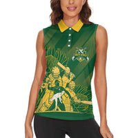 South Africa Cricket Champion Custom Women Sleeveless Polo Shirt Proteas Rock The World - Wonder Print Shop