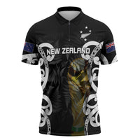 New Zealand WC2026 Custom Black Zipper Polo Shirt Silver Fern
