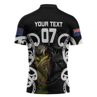 New Zealand WC2026 Custom Black Zipper Polo Shirt Silver Fern