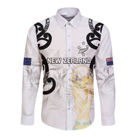 New Zealand WC2026 Custom White Long Sleeve Button Shirt Silver Fern