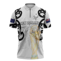 New Zealand WC2026 Custom White Zipper Polo Shirt Silver Fern