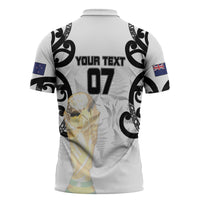 New Zealand WC2026 Custom White Zipper Polo Shirt Silver Fern