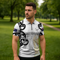 New Zealand WC2026 Custom White Zipper Polo Shirt Silver Fern
