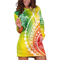 Polynesian Pride Hoodie Dress Turtle Hibiscus Luxury Style - Reggae - Wonder Print Shop