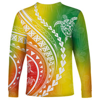 Polynesian Pride Long Sleeve Shirt Turtle Hibiscus Luxury Style - Reggae - Wonder Print Shop