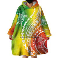 Polynesian Pride Wearable Blanket Hoodie Turtle Hibiscus Luxury Style - Reggae - Wonder Print Shop