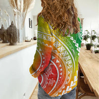 Polynesian Pride Women Casual Shirt Turtle Hibiscus Luxury Style - Reggae - Wonder Print Shop