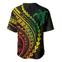 Polynesian Pride Baseball Jersey Turtle Hibiscus Luxury Style - Reggae Ver2 LT7 - Wonder Print Shop