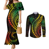 polynesian-pride-couples-matching-mermaid-dress-and-long-sleeve-button-shirts-turtle-hibiscus-luxury-style-reggae-ver2
