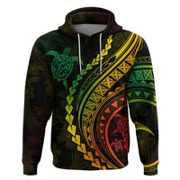 Polynesian Pride Hoodie Turtle Hibiscus Luxury Style - Reggae Ver2 - Wonder Print Shop