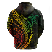 Polynesian Pride Hoodie Turtle Hibiscus Luxury Style - Reggae Ver2 - Wonder Print Shop