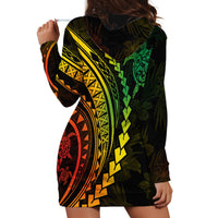 Polynesian Pride Hoodie Dress Turtle Hibiscus Luxury Style - Reggae Ver2 - Wonder Print Shop