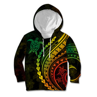 Polynesian Pride Kid Hoodie Turtle Hibiscus Luxury Style - Reggae Ver2 - Wonder Print Shop