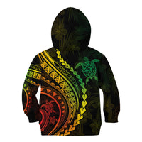 Polynesian Pride Kid Hoodie Turtle Hibiscus Luxury Style - Reggae Ver2 - Wonder Print Shop