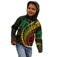 Polynesian Pride Kid Hoodie Turtle Hibiscus Luxury Style - Reggae Ver2 - Wonder Print Shop