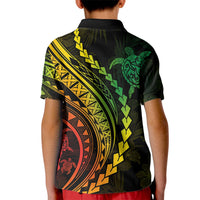 Polynesian Pride Kid Polo Shirt Turtle Hibiscus Luxury Style - Reggae Ver2 - Wonder Print Shop