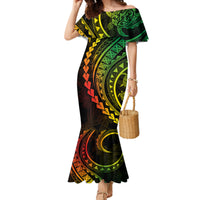 Polynesian Pride Mermaid Dress Turtle Hibiscus Luxury Style - Reggae Ver2 - Wonder Print Shop