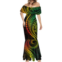 Polynesian Pride Mermaid Dress Turtle Hibiscus Luxury Style - Reggae Ver2 - Wonder Print Shop