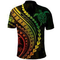 Polynesian Pride Polo Shirt Turtle Hibiscus Luxury Style - Reggae Ver2 - Wonder Print Shop