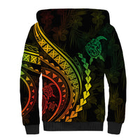 Polynesian Pride Sherpa Hoodie Turtle Hibiscus Luxury Style - Reggae Ver2 - Wonder Print Shop