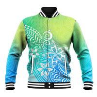 Polynesia Baseball Jacket Plumeria Blue Gradient Curves LT7 - Wonder Print Shop