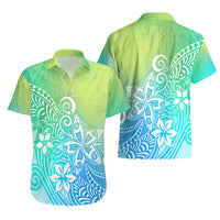 Polynesia Hawaiian Shirt Plumeria Blue Gradient Curves - Wonder Print Shop