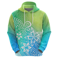 Polynesia Hoodie Plumeria Blue Gradient Curves - Wonder Print Shop