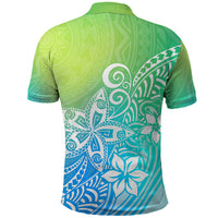Polynesia Polo Shirt Plumeria Blue Gradient Curves - Wonder Print Shop