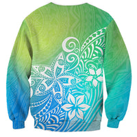Polynesia Sweatshirt Plumeria Blue Gradient Curves - Wonder Print Shop