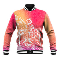 Polynesia Baseball Jacket Plumeria Pink Gradient Curves LT7 - Wonder Print Shop