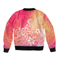Polynesia Bomber Jacket Plumeria Pink Gradient Curves LT7 - Wonder Print Shop