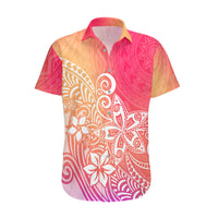 Polynesia Hawaiian Shirt Plumeria Pink Gradient Curves - Wonder Print Shop