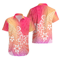 Polynesia Hawaiian Shirt Plumeria Pink Gradient Curves - Wonder Print Shop