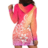 Polynesia Hoodie Dress Plumeria Pink Gradient Curves - Wonder Print Shop