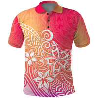 Polynesia Polo Shirt Plumeria Pink Gradient Curves - Wonder Print Shop