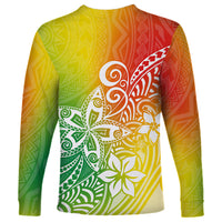 Polynesia Long Sleeve Shirt Plumeria Reggae Curves - Wonder Print Shop