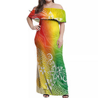 Polynesia Off Shoulder Maxi Dress Plumeria Reggae Curves - Wonder Print Shop