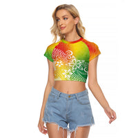 Polynesia Raglan Cropped T Shirt Plumeria Reggae Curves - Wonder Print Shop