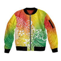 Polynesia Sleeve Zip Bomber Jacket Plumeria Reggae Curves - Wonder Print Shop