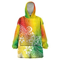 Polynesia Wearable Blanket Hoodie Plumeria Reggae Curves - Wonder Print Shop