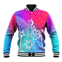 Polynesia Baseball Jacket Plumeria Galaxy Gradient Curves LT7 - Wonder Print Shop