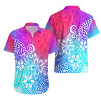 Polynesia Hawaiian Shirt Plumeria Galaxy Gradient Curves - Wonder Print Shop