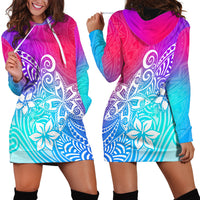 Polynesia Hoodie Dress Plumeria Galaxy Gradient Curves - Wonder Print Shop