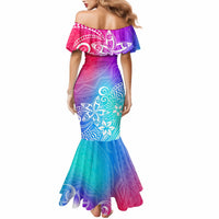Polynesia Mermaid Dress Plumeria Galaxy Gradient Curves - Wonder Print Shop