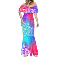 Polynesia Mermaid Dress Plumeria Galaxy Gradient Curves - Wonder Print Shop