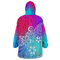 Polynesia Wearable Blanket Hoodie Plumeria Galaxy Gradient Curves - Wonder Print Shop