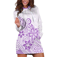 Polynesia Hoodie Dress Plumeria Lavender Curves - Wonder Print Shop