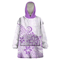 Polynesia Wearable Blanket Hoodie Plumeria Lavender Curves - Wonder Print Shop