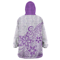 Polynesia Wearable Blanket Hoodie Plumeria Lavender Curves - Wonder Print Shop